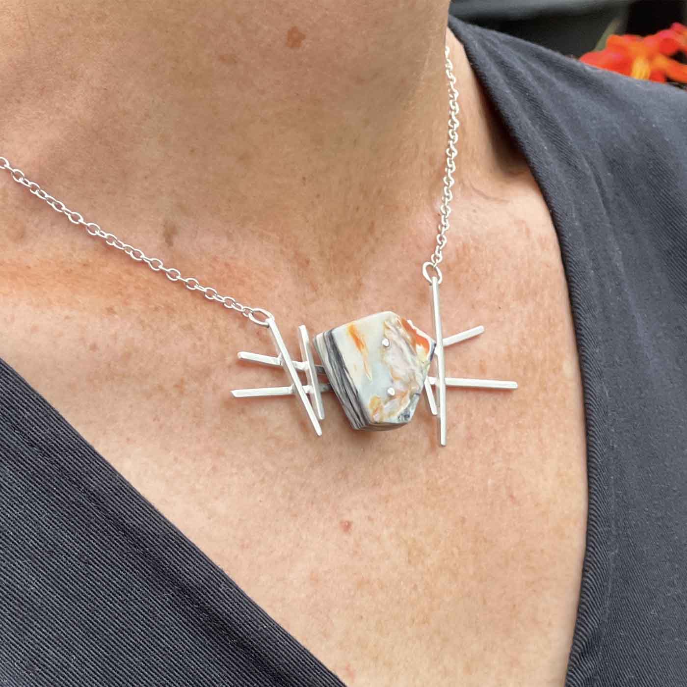 Small Legacy Necklace in Silver & Recycled Plastic